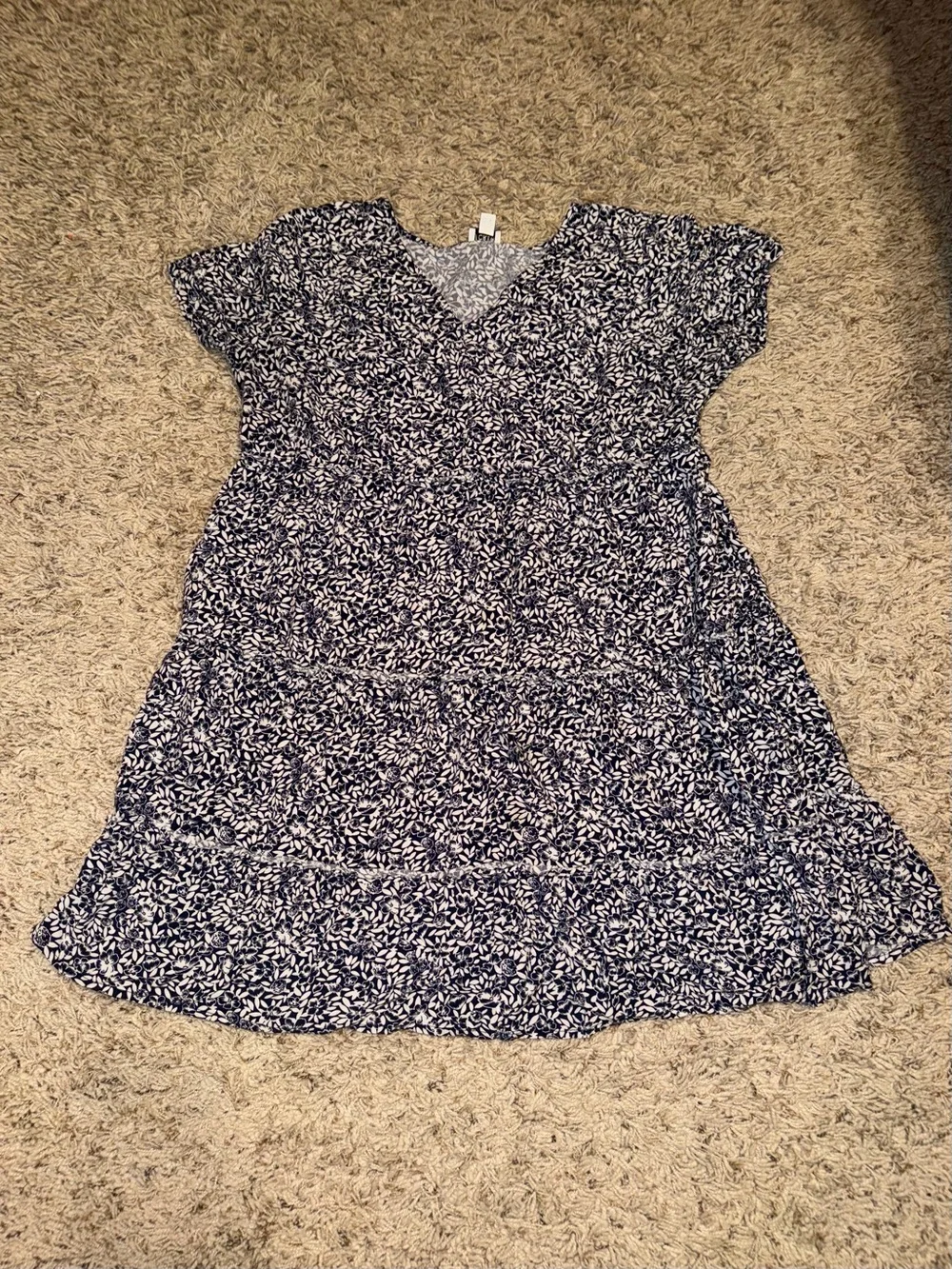 J. Crew Navy and White Floral Dress with Pockets